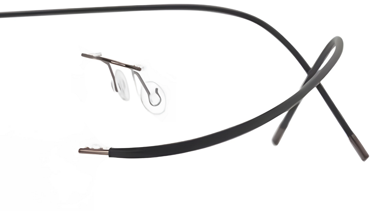 Silhouette-Style Brown Titanium Black Plastic Wrap Rimless Eyeglasses