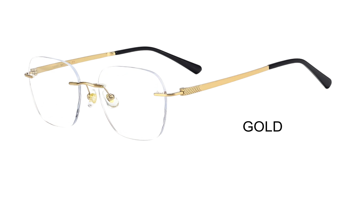 Original front view of the Gold TitanLite YJ2325 rimless frame