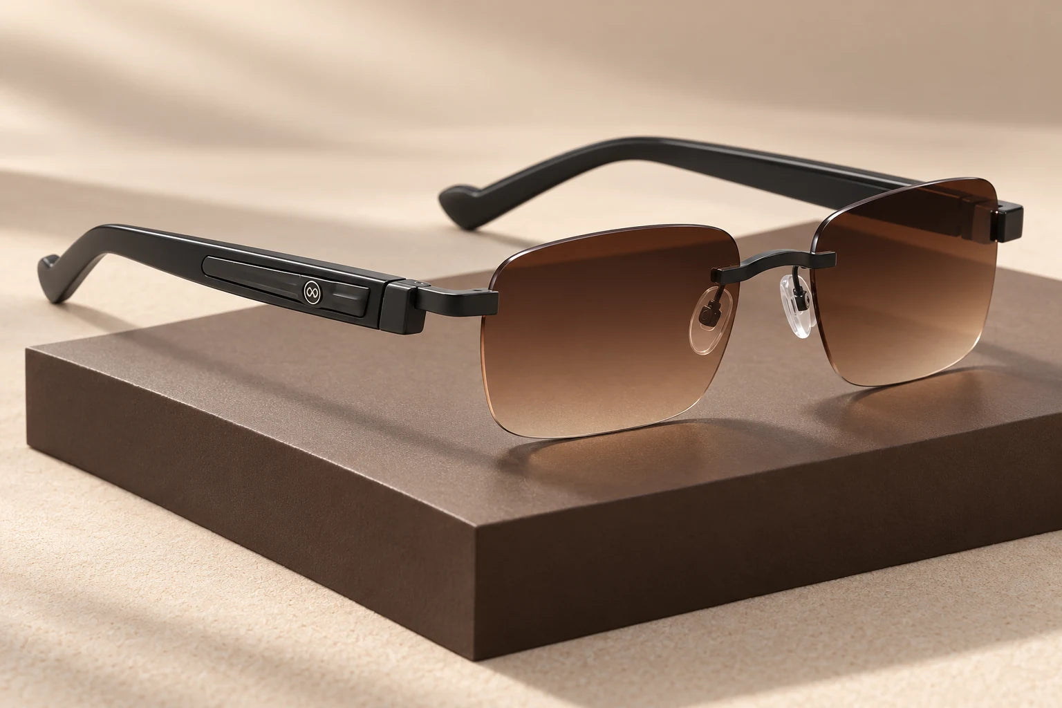 Black Rec-Top with brown gradient sunglass lenses — AI styling preview