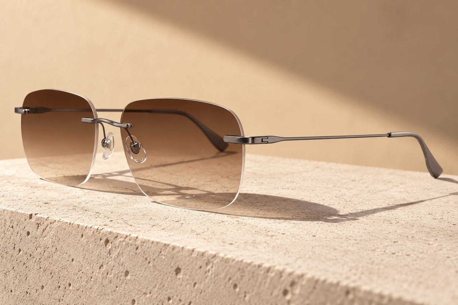 Gunmetal YJ2204 with brown gradient sunglass lenses — AI styling preview