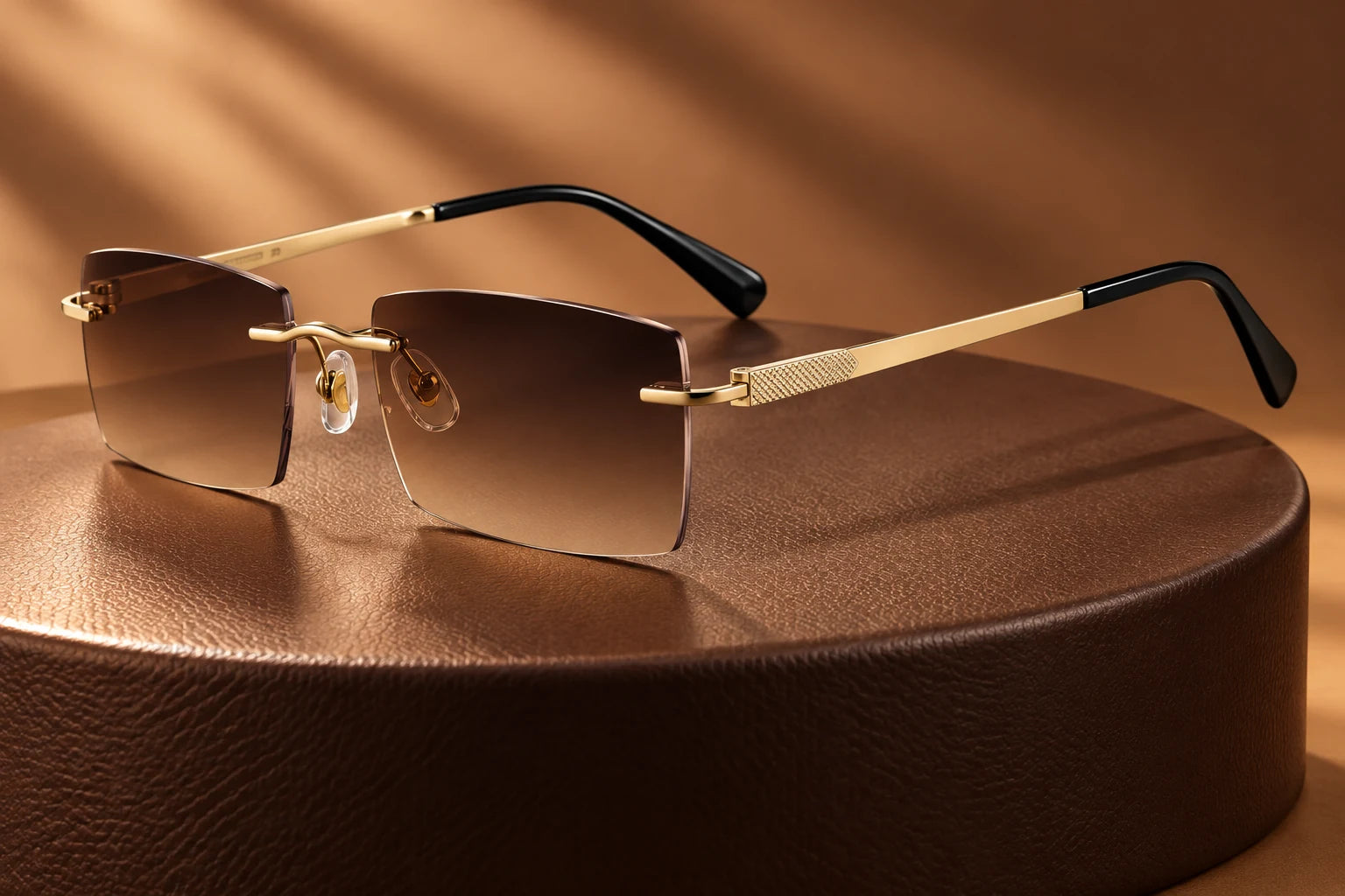 Gold YJ2326 with brown gradient sunglass lenses — AI styling preview