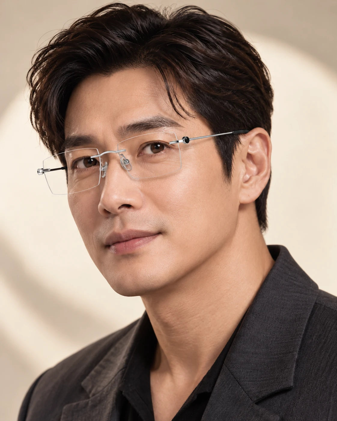 Man wearing Silver YJ2342 with clear lenses — AI styling preview